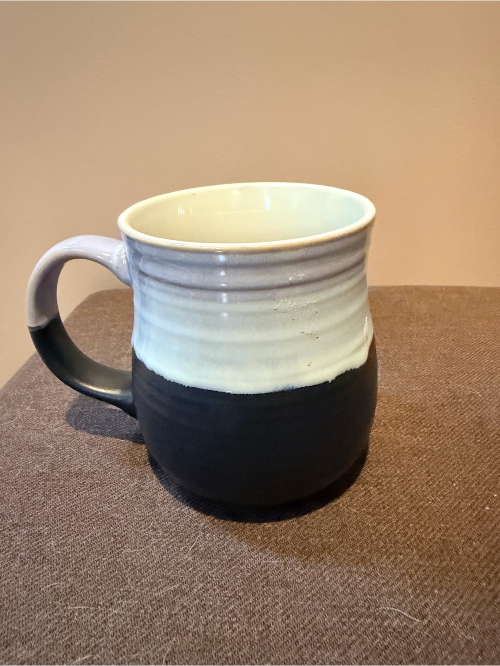 Two-Tone Ceramic Mug in Black and Cream